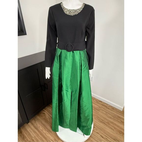 NWT SACHIN & BABI Desdemona Crystal-Detail Gown Emerald/Black Size 6 - Picture 11 of 14